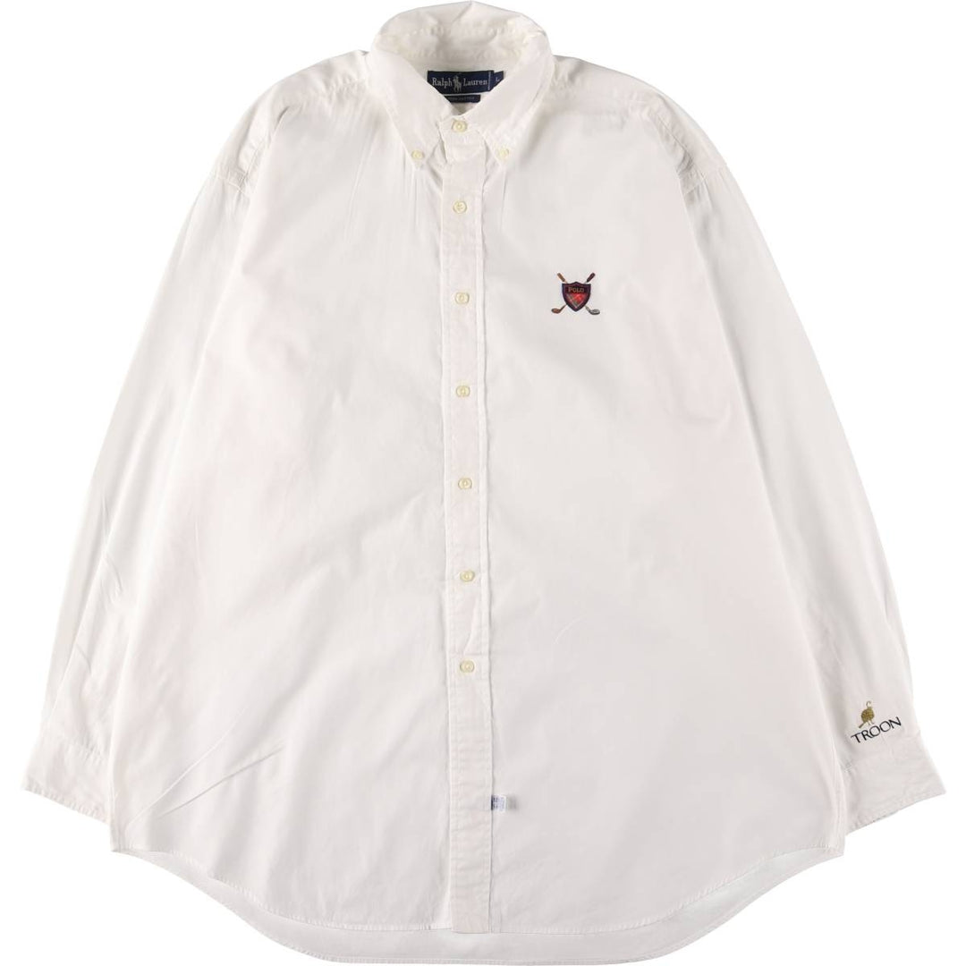 Ralph Lauren long sleeve button down shirt, men's size L cotton white type Vintage Second Hand