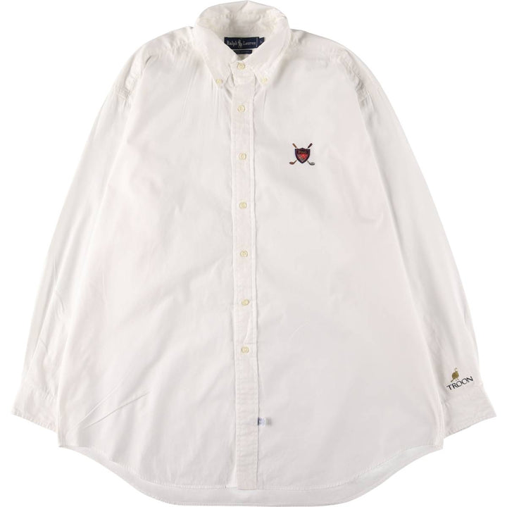 Ralph Lauren long sleeve button down shirt, men's size L cotton white type Vintage Second Hand