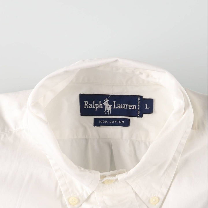 Ralph Lauren long sleeve button down shirt, men's size L cotton white type Vintage Second Hand