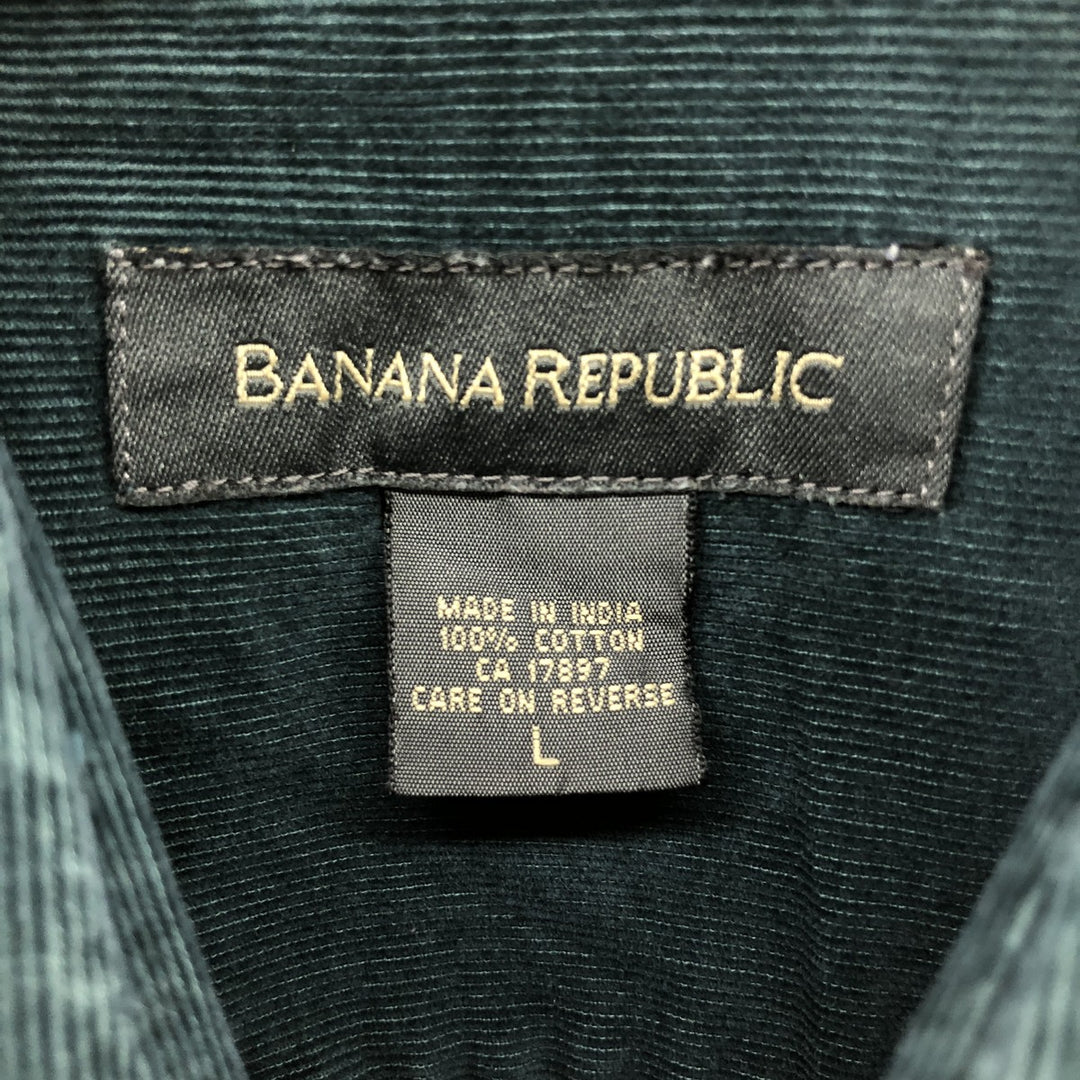 Banana Republic Long Sleeve Corduroy Shirt, Men's Size L cotton green type Vintage Second Hand