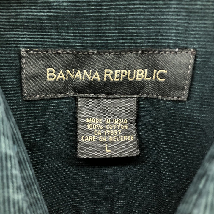 Banana Republic Long Sleeve Corduroy Shirt, Men's Size L cotton green type Vintage Second Hand