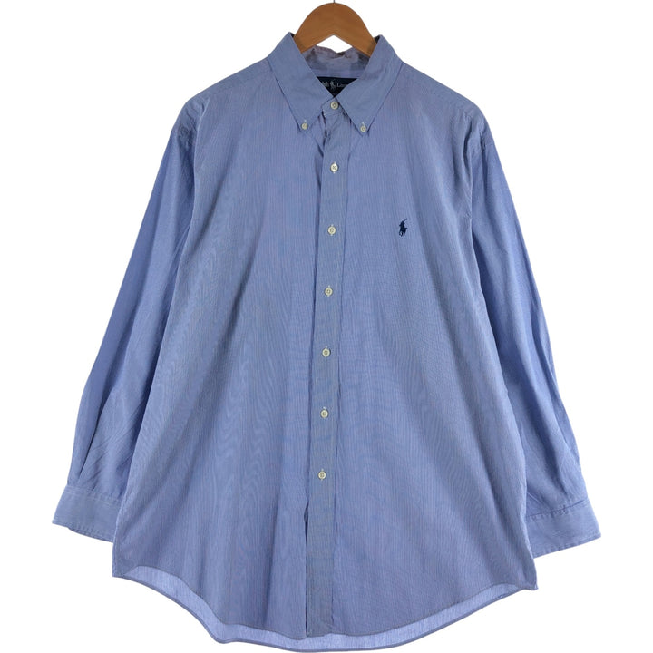 Ralph Lauren YARMOUTH Long Sleeve Button-Down Striped Shirt, Men's Size L cotton blue type Vintage Second Hand