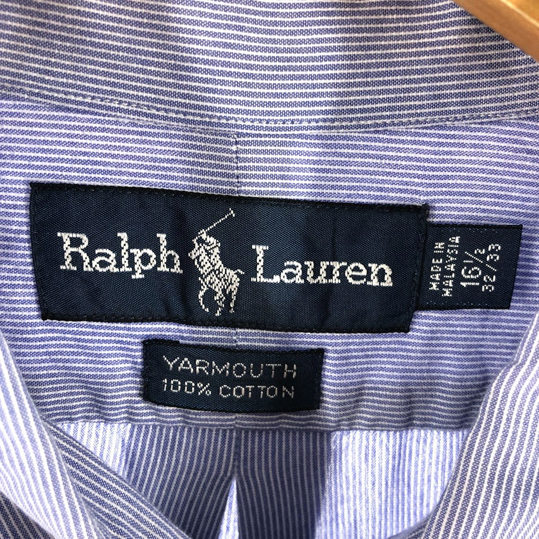 Ralph Lauren YARMOUTH Long Sleeve Button-Down Striped Shirt, Men's Size L cotton blue type Vintage Second Hand