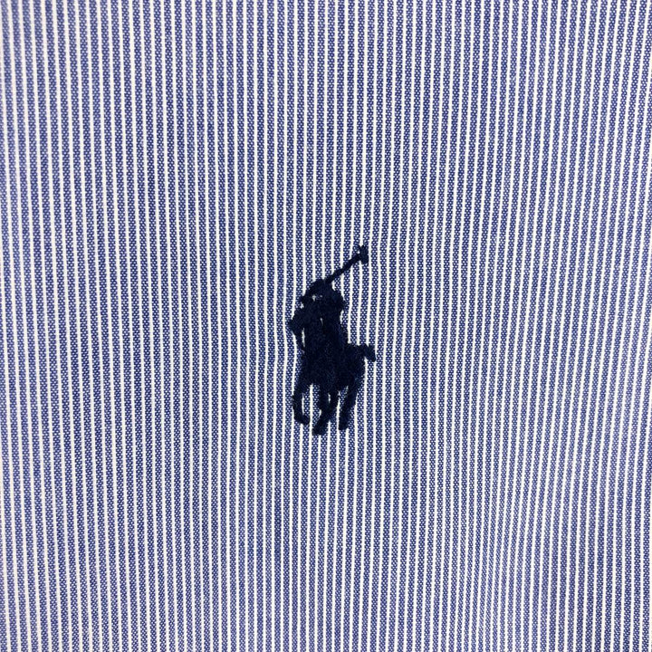 Ralph Lauren YARMOUTH Long Sleeve Button-Down Striped Shirt, Men's Size L cotton blue type Vintage Second Hand