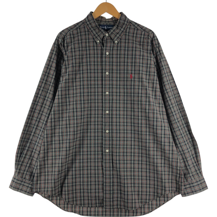 Ralph Lauren Classic Fit Long Sleeve Button Down Check Shirt Men's XL cotton Green type dark green Vintage Second Hand