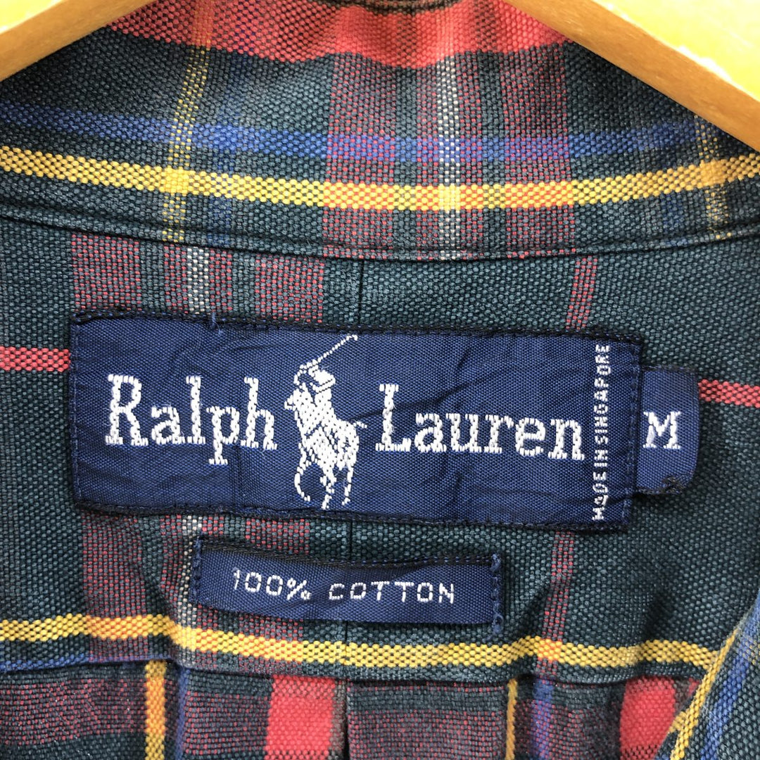 Ralph Lauren long sleeve button down check shirt, men's size M cotton red type Vintage Second Hand