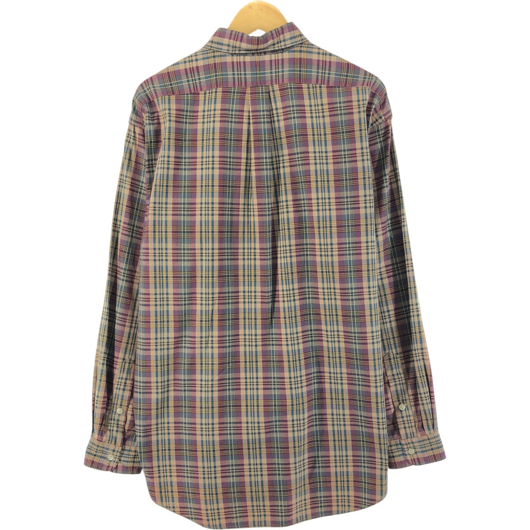 Ralph Lauren long sleeve button down check shirt, men's size L cotton Beige type Vintage Second Hand