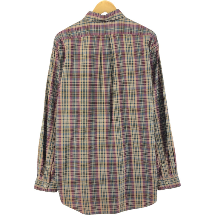 Ralph Lauren long sleeve button down check shirt, men's size L cotton Beige type Vintage Second Hand
