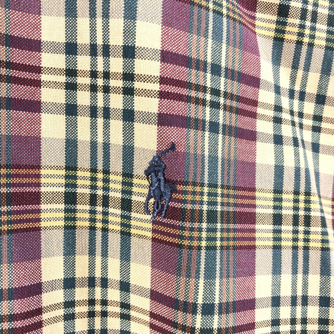 Ralph Lauren long sleeve button down check shirt, men's size L cotton Beige type Vintage Second Hand