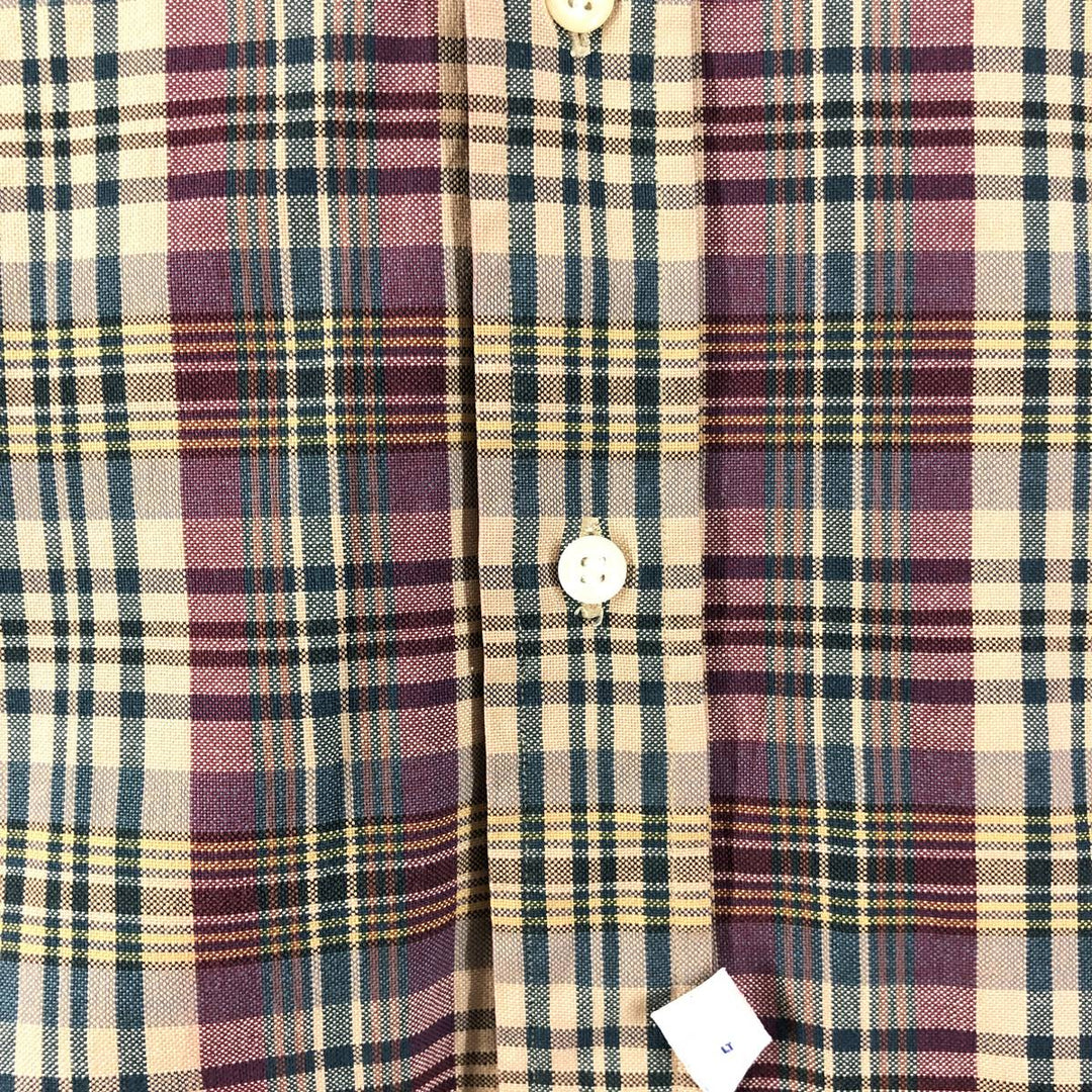 Ralph Lauren long sleeve button down check shirt, men's size L cotton Beige type Vintage Second Hand