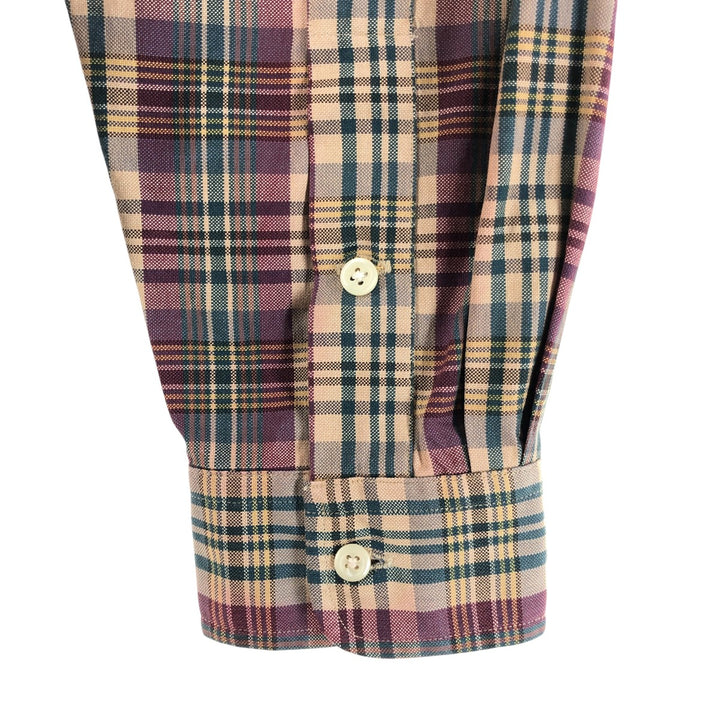 Ralph Lauren long sleeve button down check shirt, men's size L cotton Beige type Vintage Second Hand