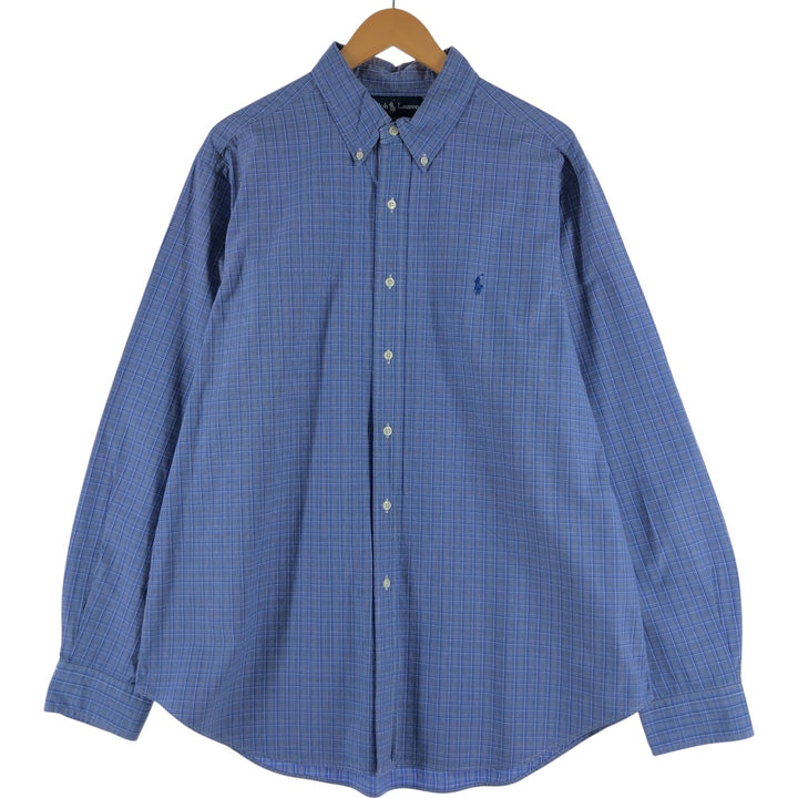 Ralph Lauren Classic Fit Long Sleeve Button Down Check Shirt Men's XL cotton Purple type blue-purple Vintage Second Hand
