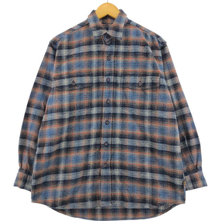 MOOSE CREEK Long Sleeve Heavy Flannel Check Shirt, Men's Size M cotton navy blue type Vintage Second Hand