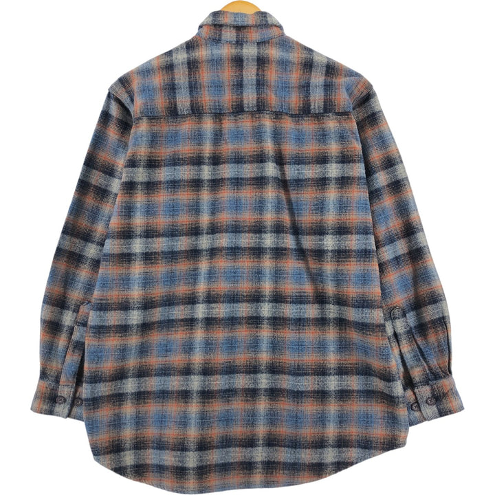 MOOSE CREEK Long Sleeve Heavy Flannel Check Shirt, Men's Size M cotton navy blue type Vintage Second Hand