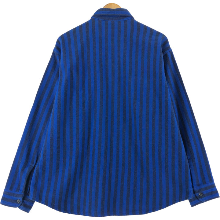 90'S APPALACHIAN TRAIL Stripe Pattern Long Sleeve Flannel Shirt Made in USA Men's XL Vintage cotton blue type Vintage Second Hand