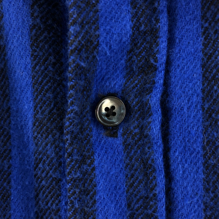 90'S APPALACHIAN TRAIL Stripe Pattern Long Sleeve Flannel Shirt Made in USA Men's XL Vintage cotton blue type Vintage Second Hand