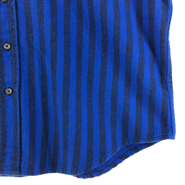 90'S APPALACHIAN TRAIL Stripe Pattern Long Sleeve Flannel Shirt Made in USA Men's XL Vintage cotton blue type Vintage Second Hand