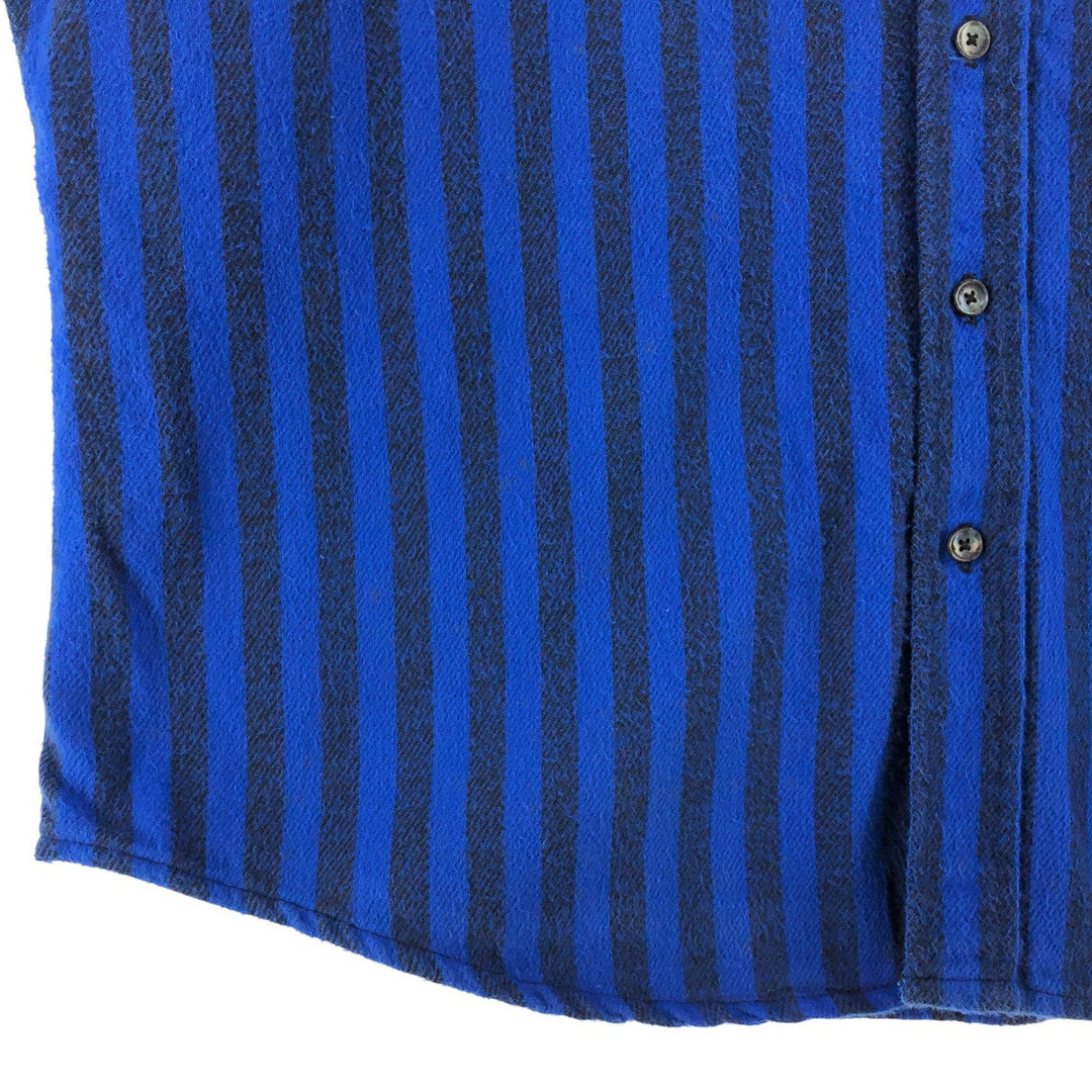 90'S APPALACHIAN TRAIL Stripe Pattern Long Sleeve Flannel Shirt Made in USA Men's XL Vintage cotton blue type Vintage Second Hand