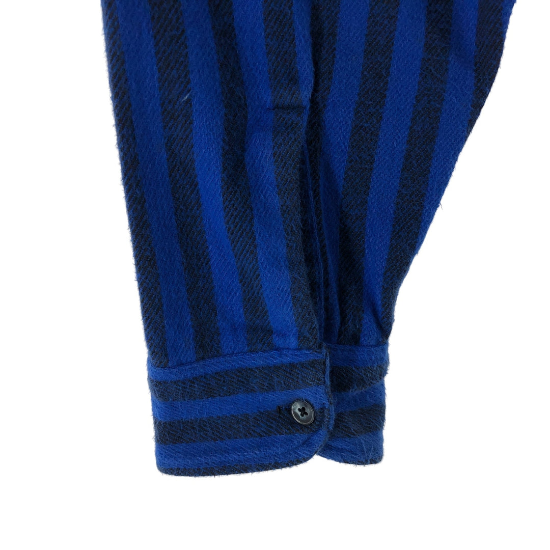 90'S APPALACHIAN TRAIL Stripe Pattern Long Sleeve Flannel Shirt Made in USA Men's XL Vintage cotton blue type Vintage Second Hand