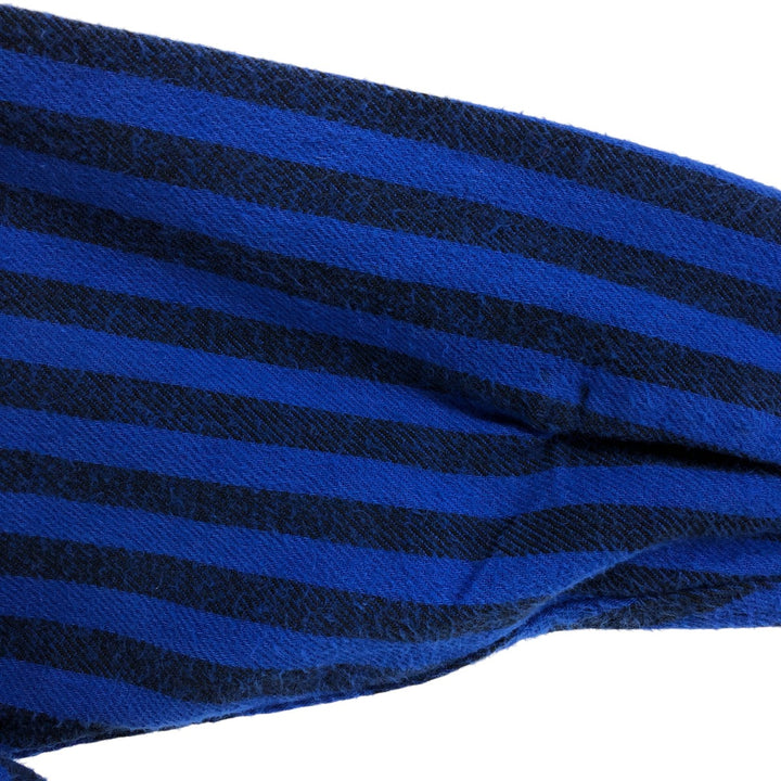 90'S APPALACHIAN TRAIL Stripe Pattern Long Sleeve Flannel Shirt Made in USA Men's XL Vintage cotton blue type Vintage Second Hand