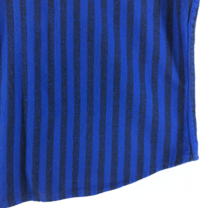 90'S APPALACHIAN TRAIL Stripe Pattern Long Sleeve Flannel Shirt Made in USA Men's XL Vintage cotton blue type Vintage Second Hand
