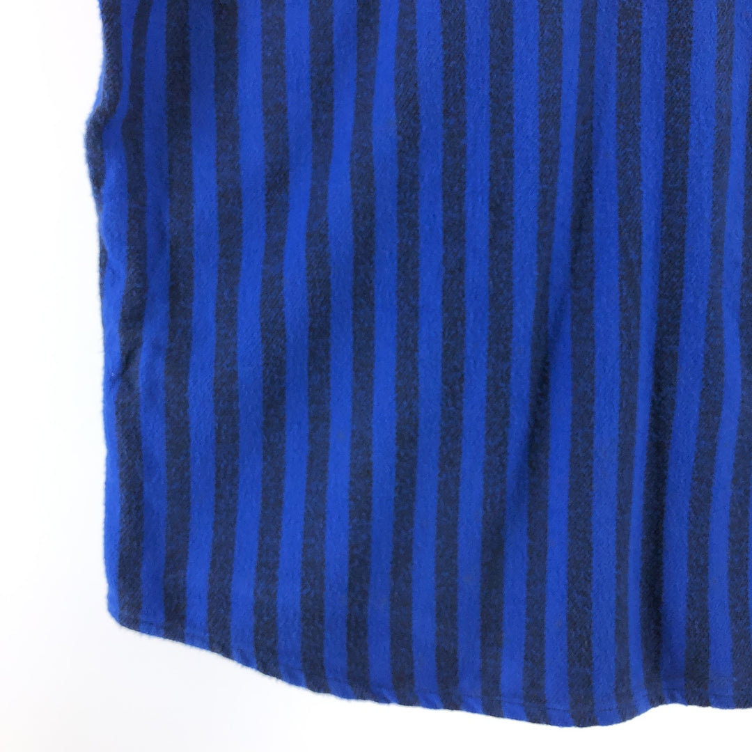 90'S APPALACHIAN TRAIL Stripe Pattern Long Sleeve Flannel Shirt Made in USA Men's XL Vintage cotton blue type Vintage Second Hand