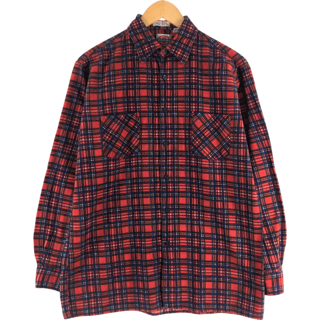 Vintage 80s-90'S Dickies Long Sleeve Light Nell Check Shirt, Men's Size L cotton red type Vintage Second Hand