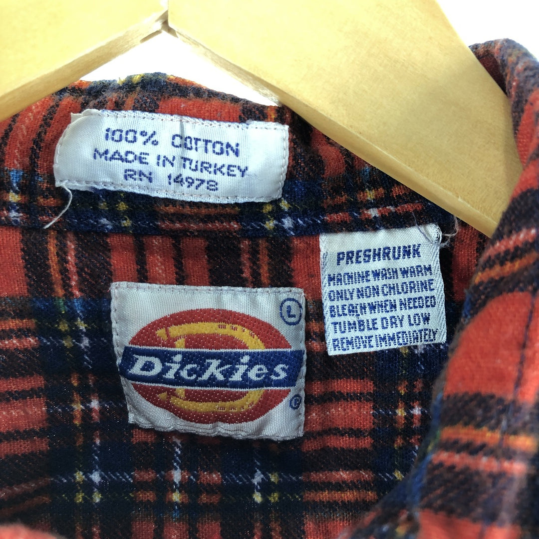 Vintage 80s-90'S Dickies Long Sleeve Light Nell Check Shirt, Men's Size L cotton red type Vintage Second Hand