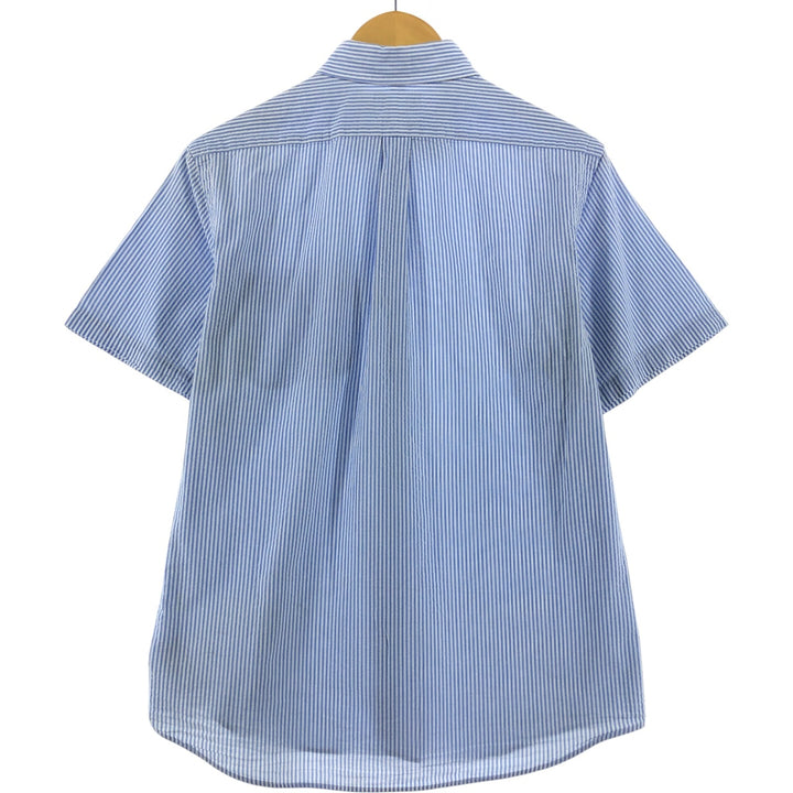 POLO RALPH LAUREN RL UNTUCKED FIT Seersucker short sleeve button down striped shirt Men's M size cotton Blue type light blue Vintage Second Hand