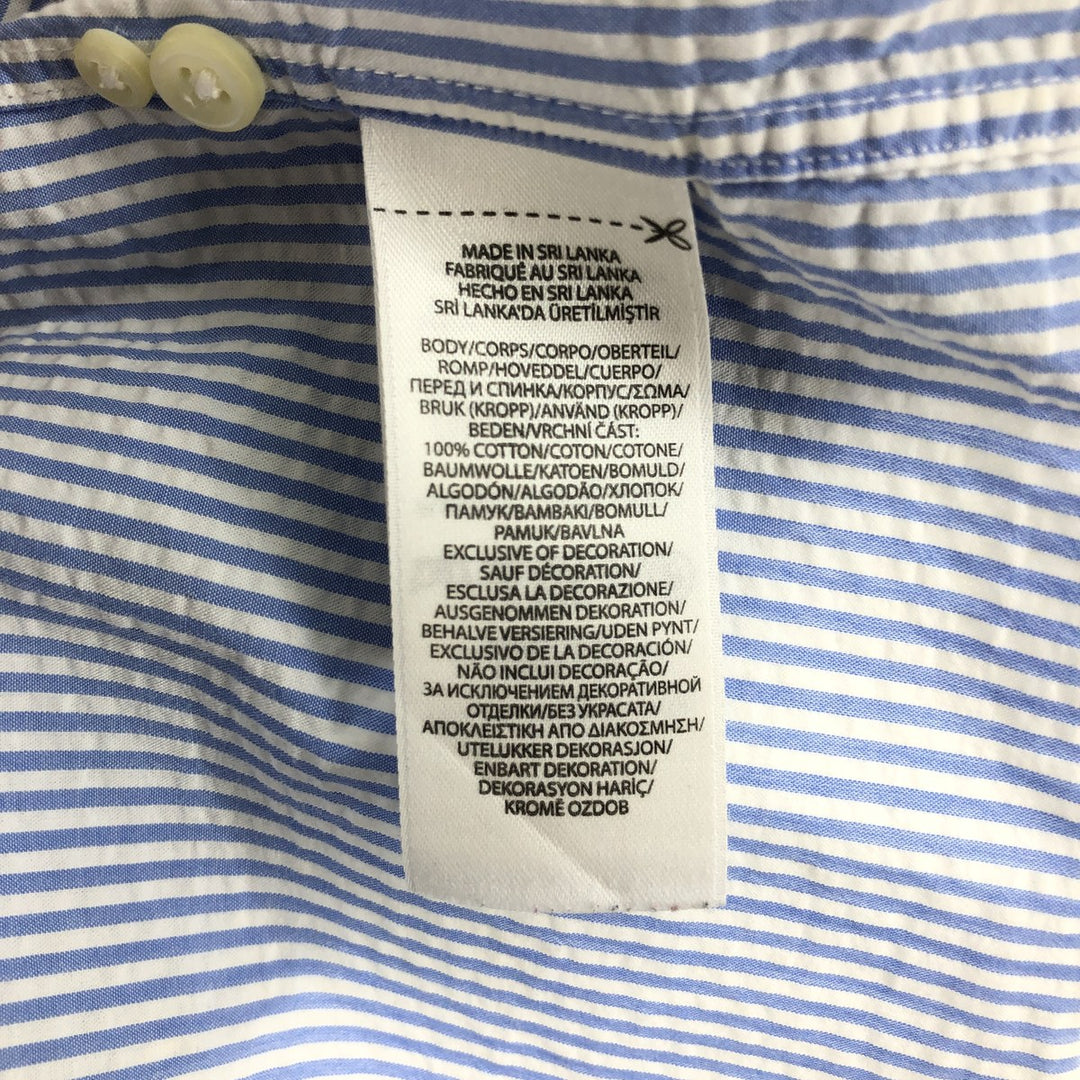 POLO RALPH LAUREN RL UNTUCKED FIT Seersucker short sleeve button down striped shirt Men's M size cotton Blue type light blue Vintage Second Hand