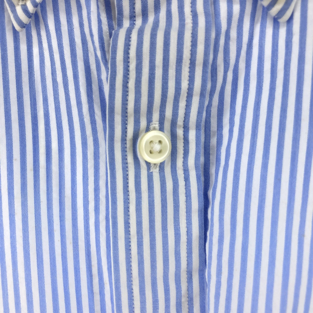 POLO RALPH LAUREN RL UNTUCKED FIT Seersucker short sleeve button down striped shirt Men's M size cotton Blue type light blue Vintage Second Hand