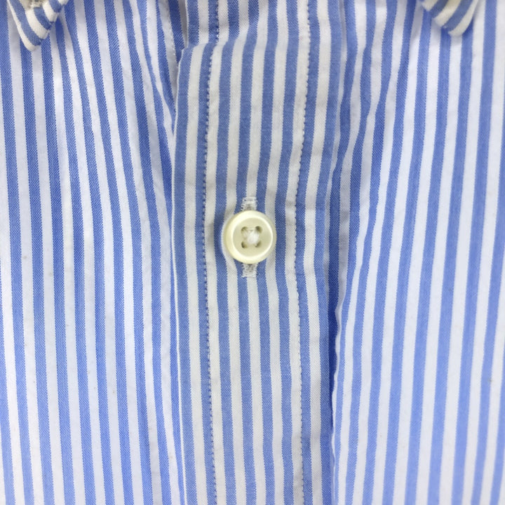 POLO RALPH LAUREN RL UNTUCKED FIT Seersucker short sleeve button down striped shirt Men's M size cotton Blue type light blue Vintage Second Hand