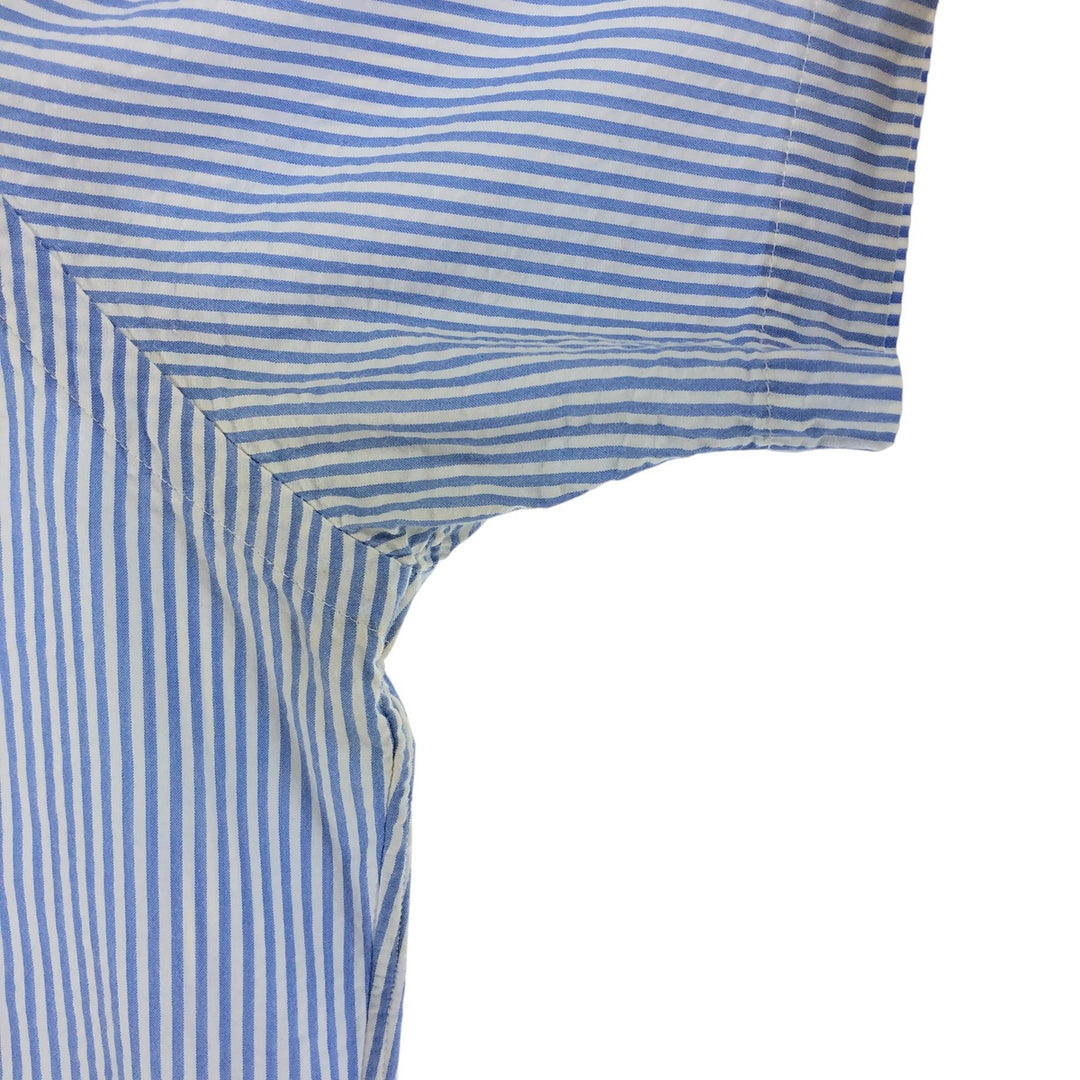 POLO RALPH LAUREN RL UNTUCKED FIT Seersucker short sleeve button down striped shirt Men's M size cotton Blue type light blue Vintage Second Hand