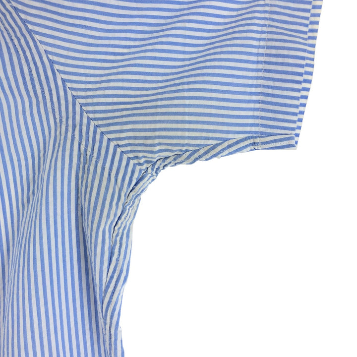 POLO RALPH LAUREN RL UNTUCKED FIT Seersucker short sleeve button down striped shirt Men's M size cotton Blue type light blue Vintage Second Hand