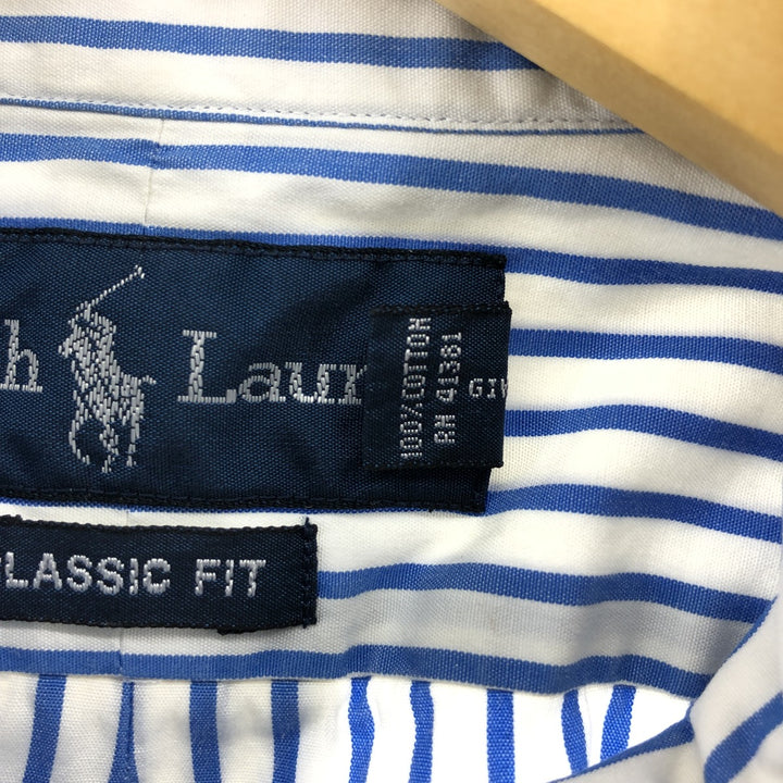 Ralph Lauren Classic Fit short sleeve button down striped shirt, men's size M cotton white type Vintage Second Hand