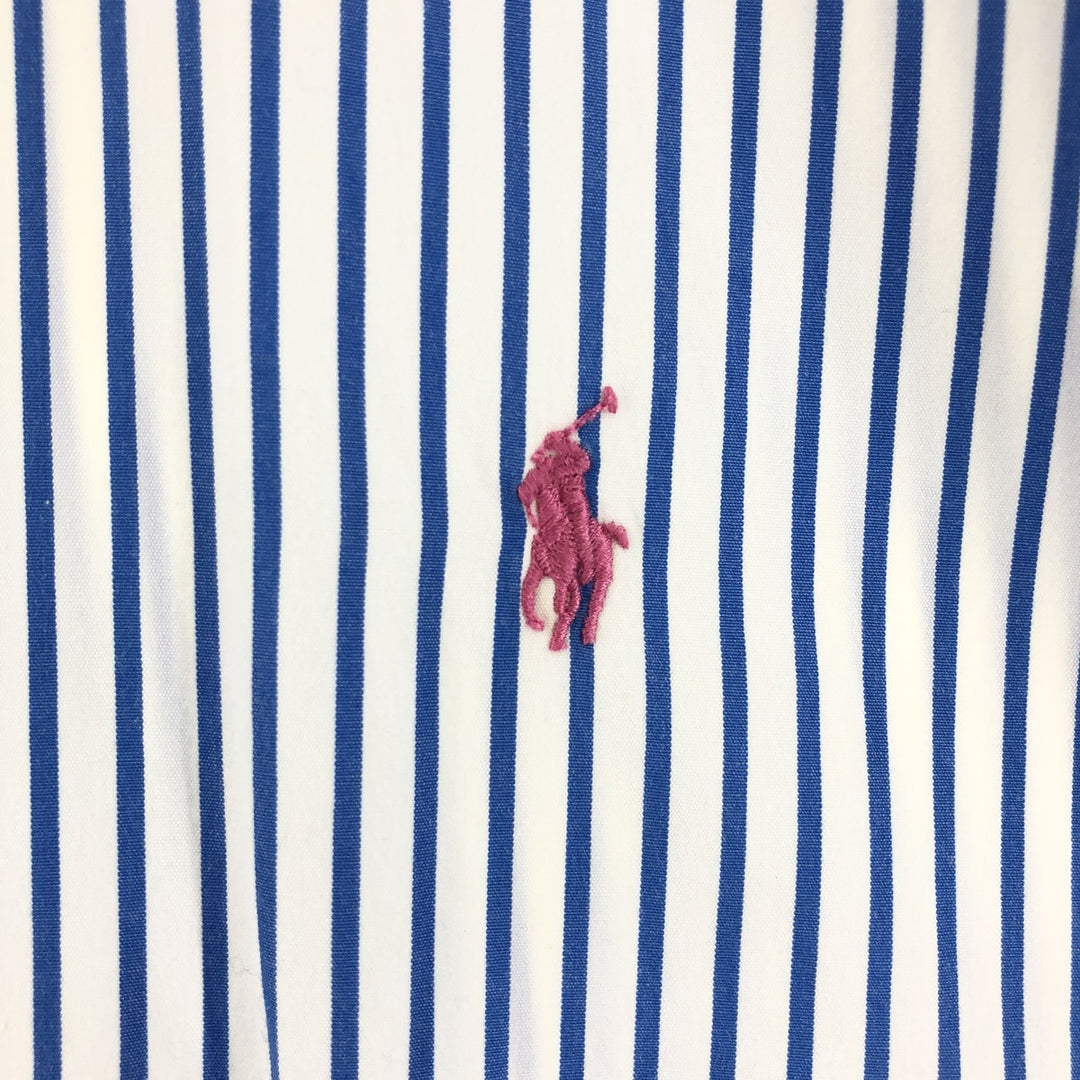 Ralph Lauren Classic Fit short sleeve button down striped shirt, men's size M cotton white type Vintage Second Hand