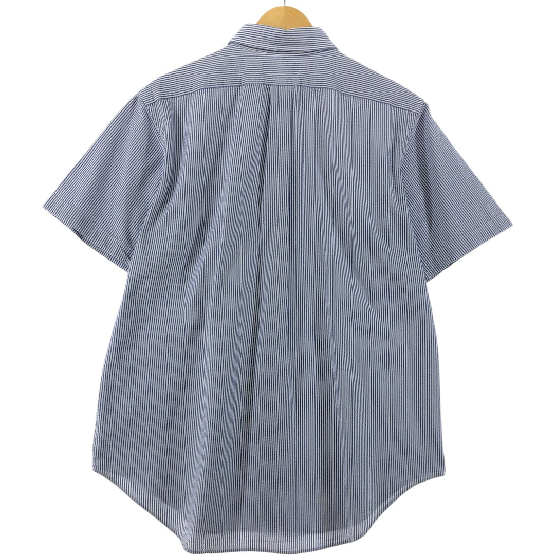 Ralph Lauren Classic Fit Seersucker Short Sleeve Button Down Striped Shirt Men's Size L cotton blue type Vintage Second Hand