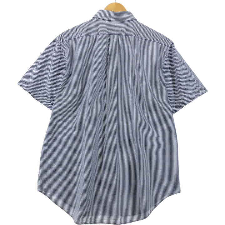 Ralph Lauren Classic Fit Seersucker Short Sleeve Button Down Striped Shirt Men's Size L cotton blue type Vintage Second Hand
