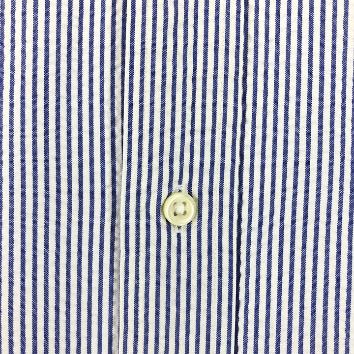 Ralph Lauren Classic Fit Seersucker Short Sleeve Button Down Striped Shirt Men's Size L cotton blue type Vintage Second Hand
