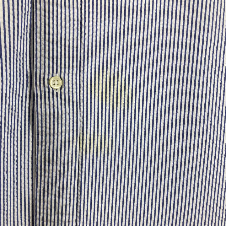 Ralph Lauren Classic Fit Seersucker Short Sleeve Button Down Striped Shirt Men's Size L cotton blue type Vintage Second Hand