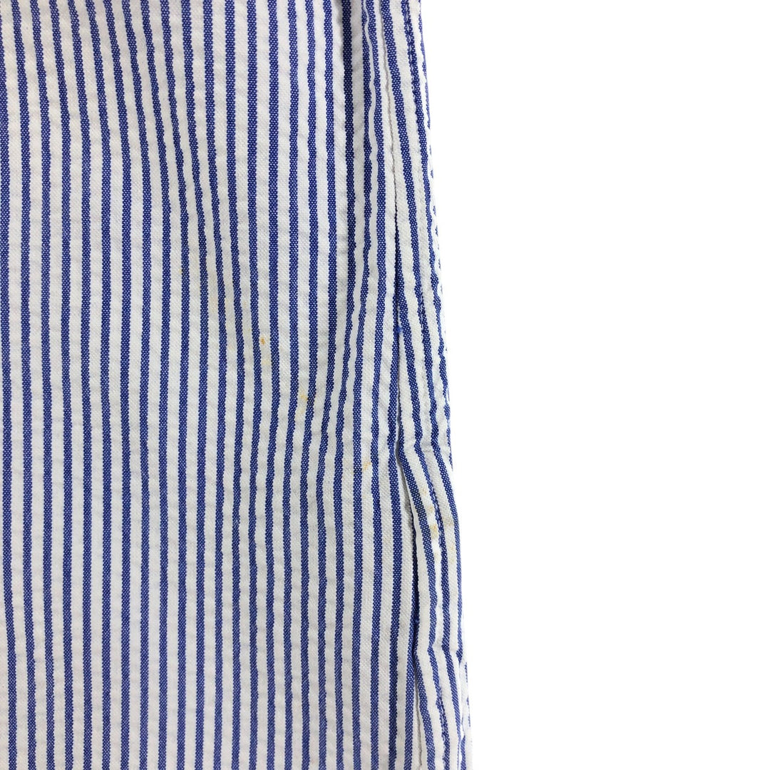 Ralph Lauren Classic Fit Seersucker Short Sleeve Button Down Striped Shirt Men's Size L cotton blue type Vintage Second Hand