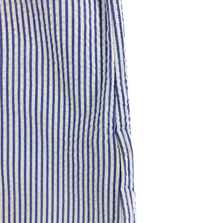 Ralph Lauren Classic Fit Seersucker Short Sleeve Button Down Striped Shirt Men's Size L cotton blue type Vintage Second Hand