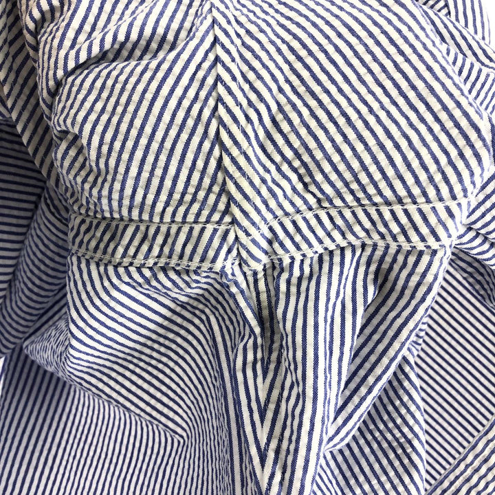 Ralph Lauren Classic Fit Seersucker Short Sleeve Button Down Striped Shirt Men's Size L cotton blue type Vintage Second Hand