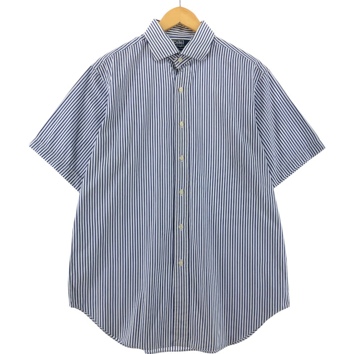 Ralph Lauren REGENT CLASSIC FIT short sleeve striped shirt, men's size L cotton white type Vintage Second Hand