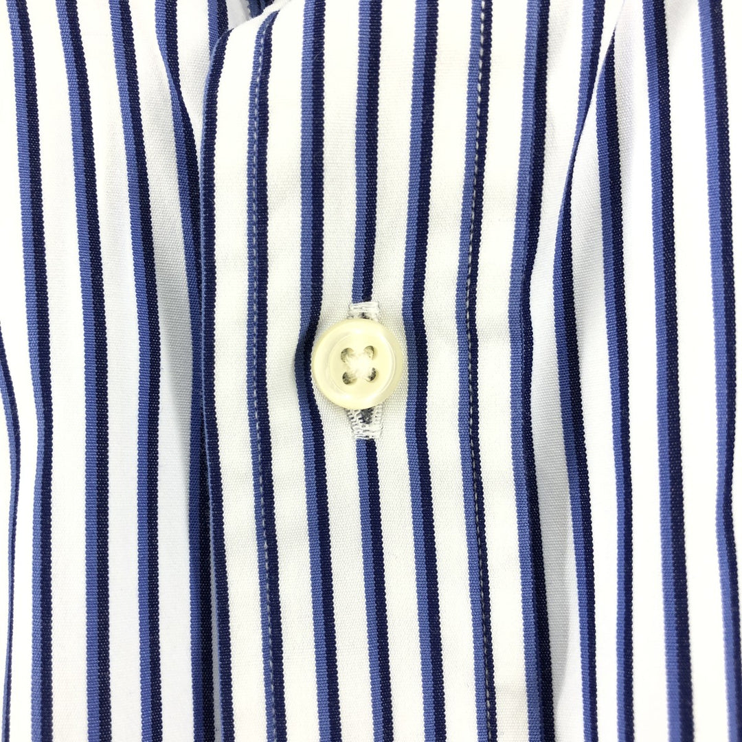 Ralph Lauren REGENT CLASSIC FIT short sleeve striped shirt, men's size L cotton white type Vintage Second Hand