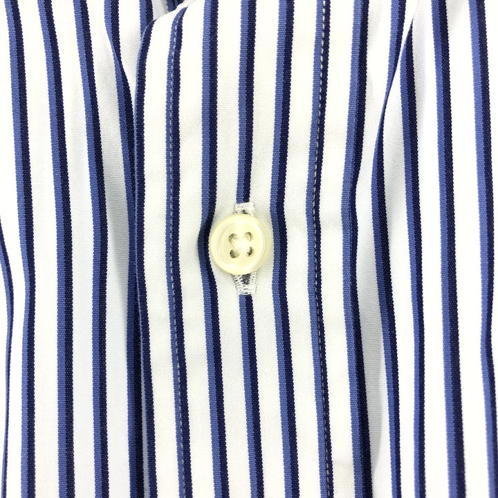 Ralph Lauren REGENT CLASSIC FIT short sleeve striped shirt, men's size L cotton white type Vintage Second Hand
