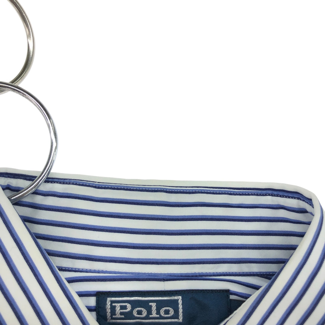 Ralph Lauren REGENT CLASSIC FIT short sleeve striped shirt, men's size L cotton white type Vintage Second Hand