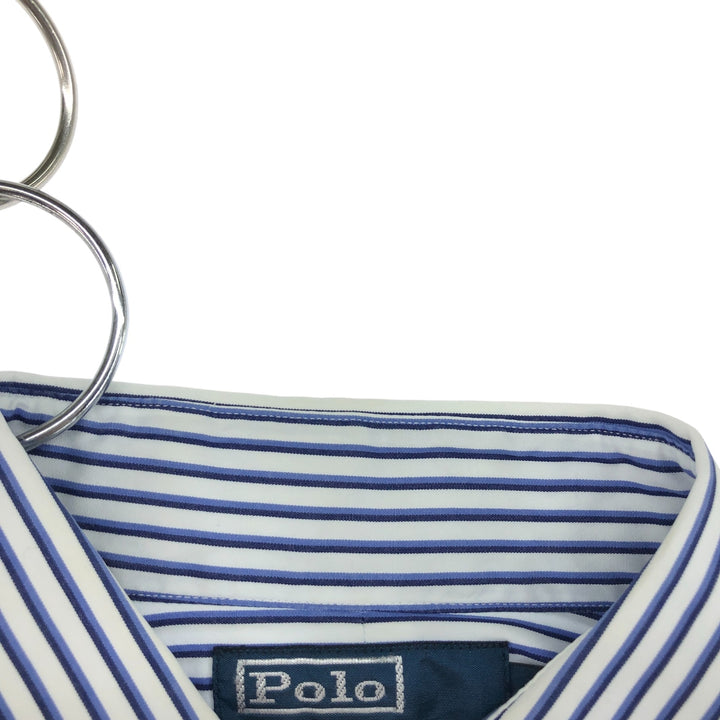 Ralph Lauren REGENT CLASSIC FIT short sleeve striped shirt, men's size L cotton white type Vintage Second Hand