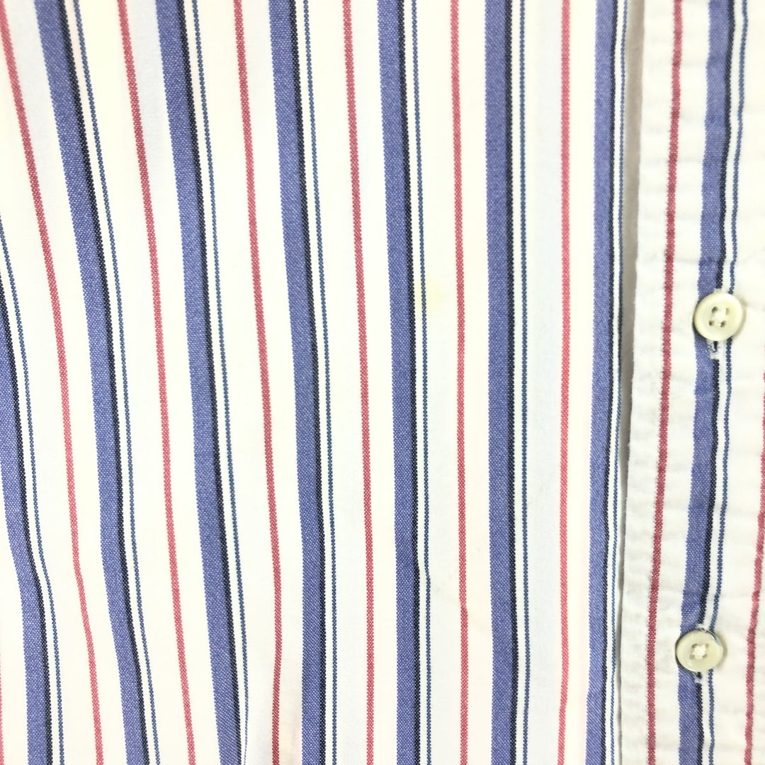 Ralph Lauren Classic Fit short sleeve button down striped shirt, men's size L cotton purple type Vintage Second Hand