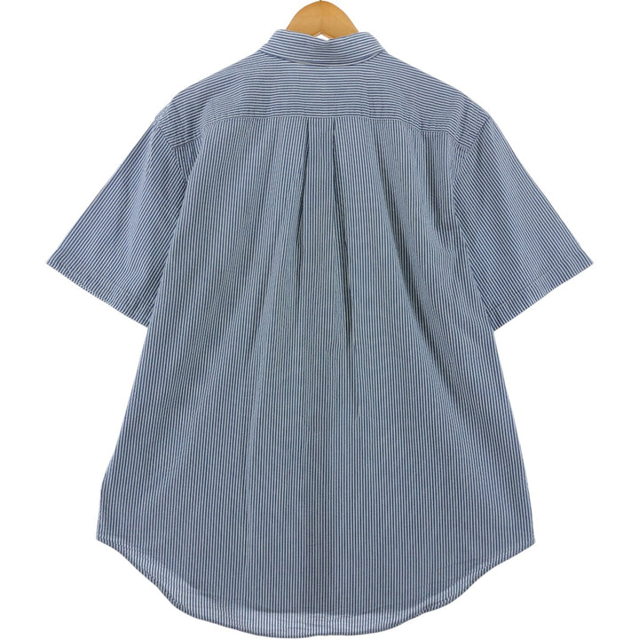 Ralph Lauren Classic Fit Seersucker Short Sleeve Button Down Striped Shirt Men's Size L cotton blue type Vintage Second Hand